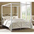 White Metal Canopy Bed Queen Z43831