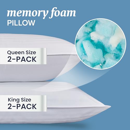 Queen Size Memory Foam Bed Pillows Set of 2 F428