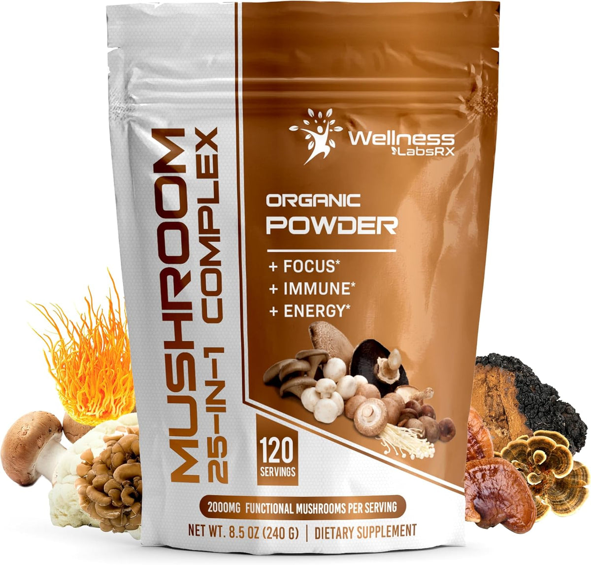 25 in 1 Mushroom Supplement Powder, 2500mg, 120 Servings O760745