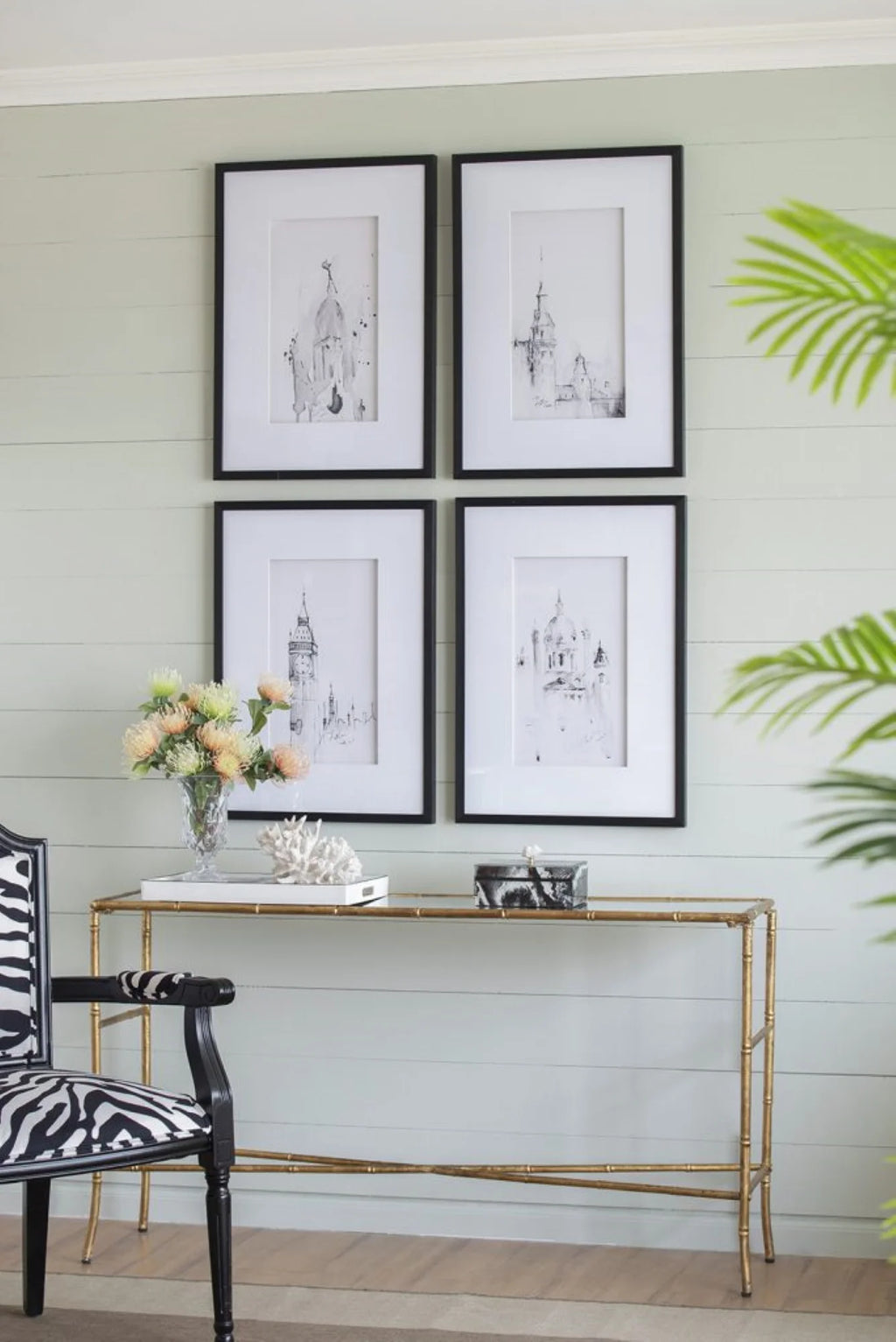Architecture Print Framed Wall Arts 19.75" x 27.5" 4ct S761