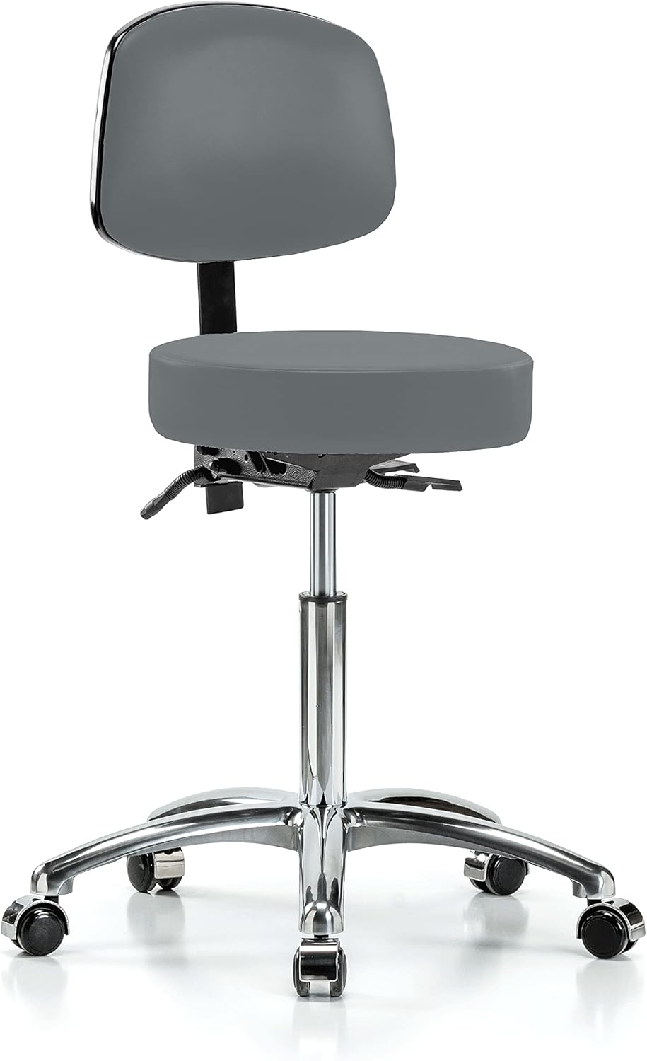 Chrome Height Adjustable Doctor's Stool with Back and Footring R6076