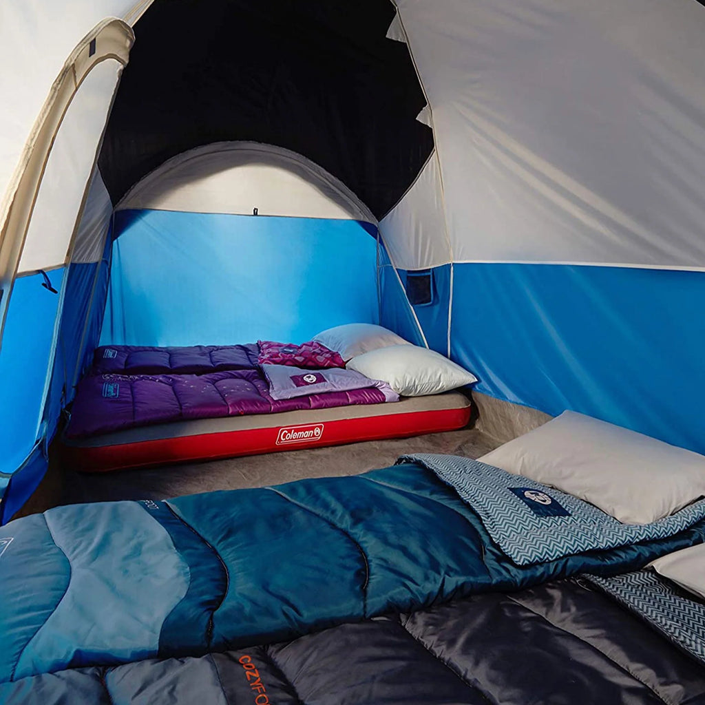 8 Person Cabin Camping Tent with Hinged Door, Blue K4962