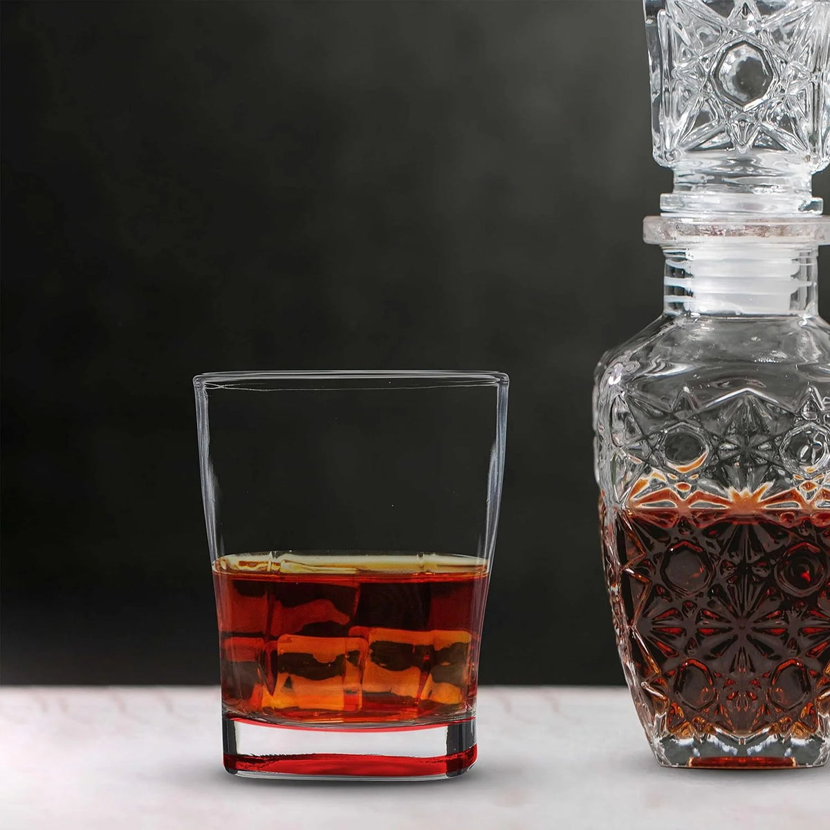 10 Whiskey Glasses Set, 11 Oz, Red Z2409