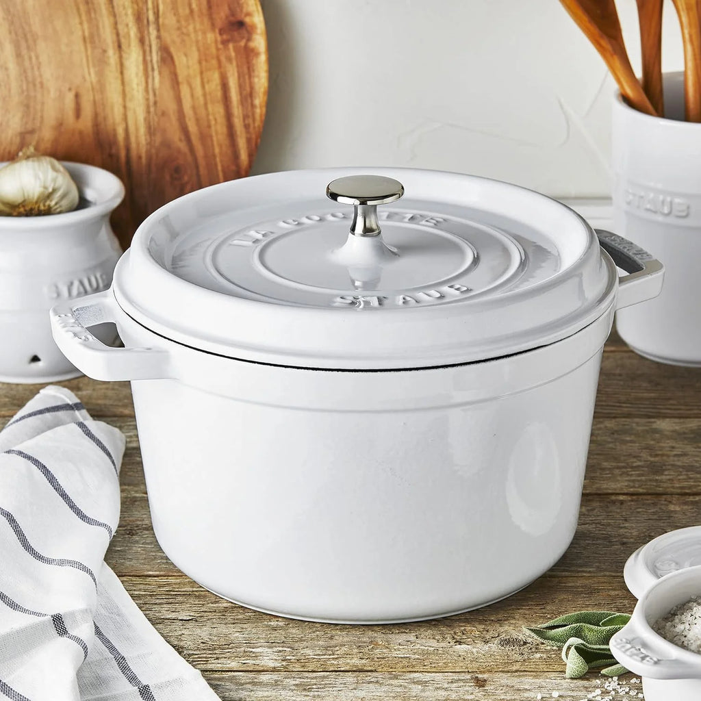 Cast Iron Dutch Oven 4-Qt Round Cocotte White D2787