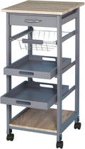 Grey Rolling Kitchen Island Cart with Drawer K29110