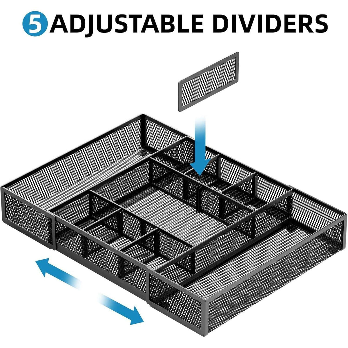Mesh Drawer Organizer with 10 Adjustable Compartments D389