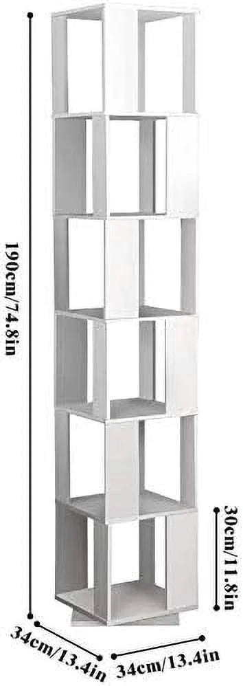 Blue 6 Tier Wooden Rotating Bookshelf X36980