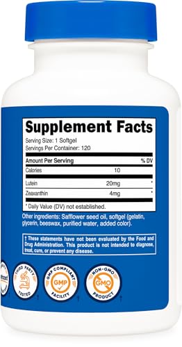 Zeaxanthin with Lutein 20mg, 120 Softgels A514