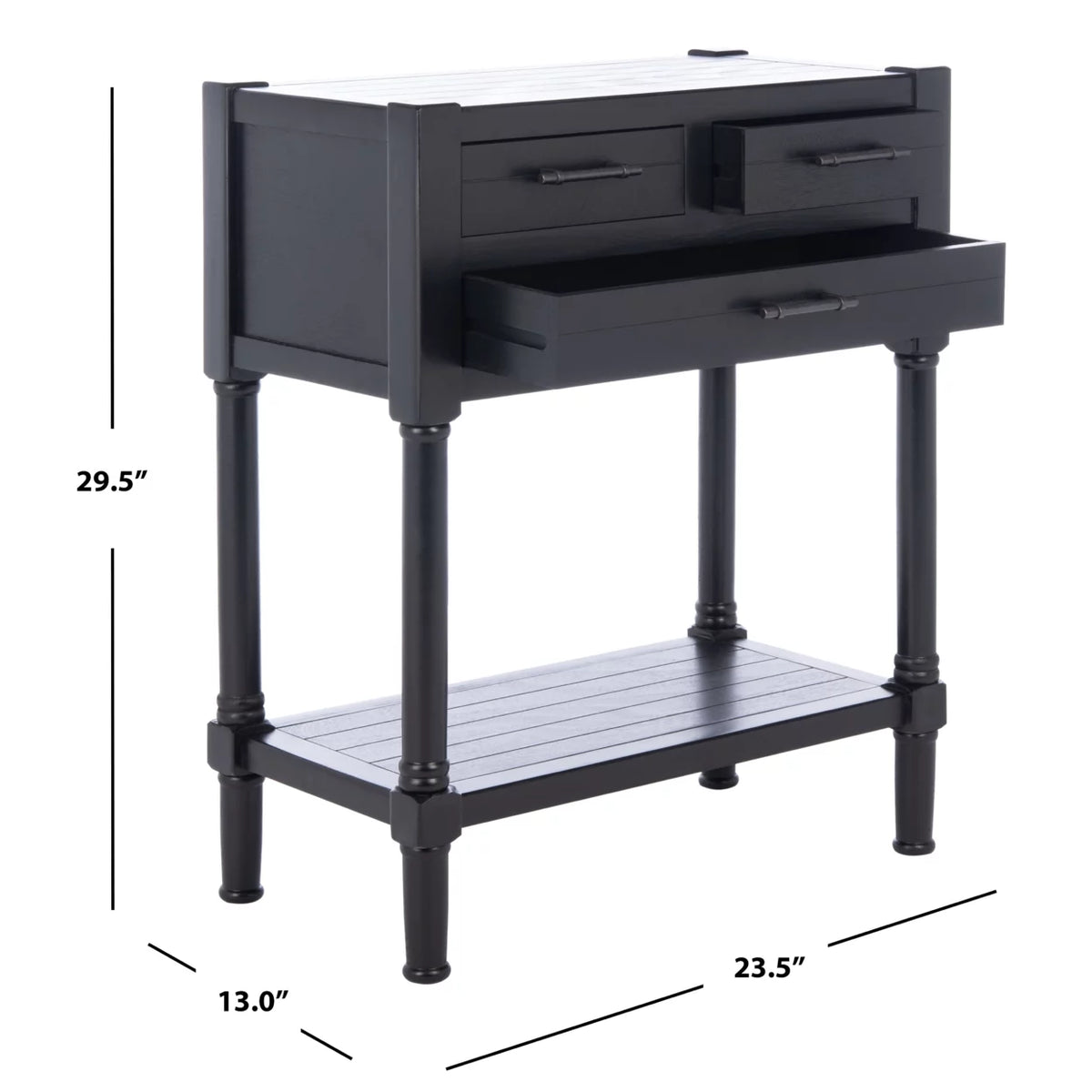 Black 3 Drawer Console Table U65775