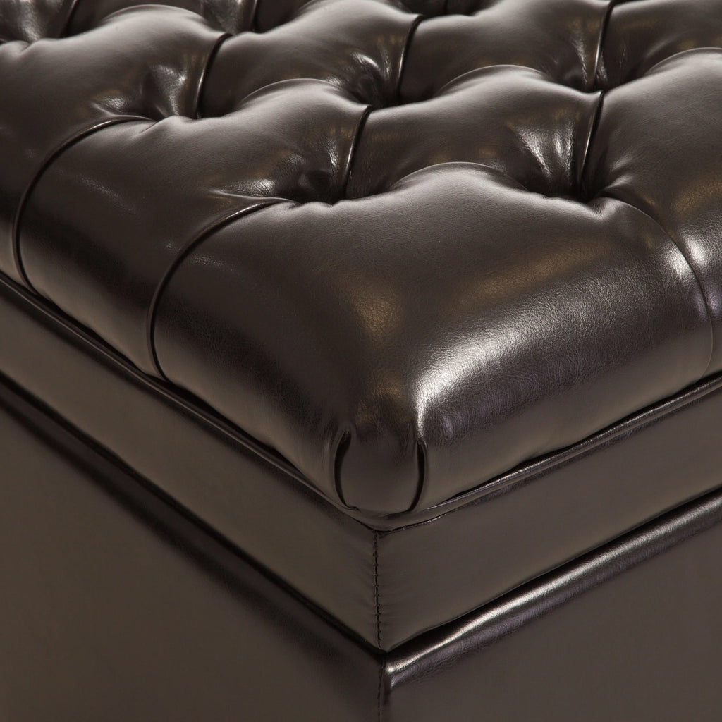 Espresso Bonded Leather Storage Ottoman T2936