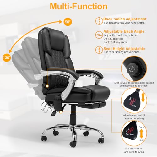 White Ergonomic Office Chair with Massage and Heat P246755