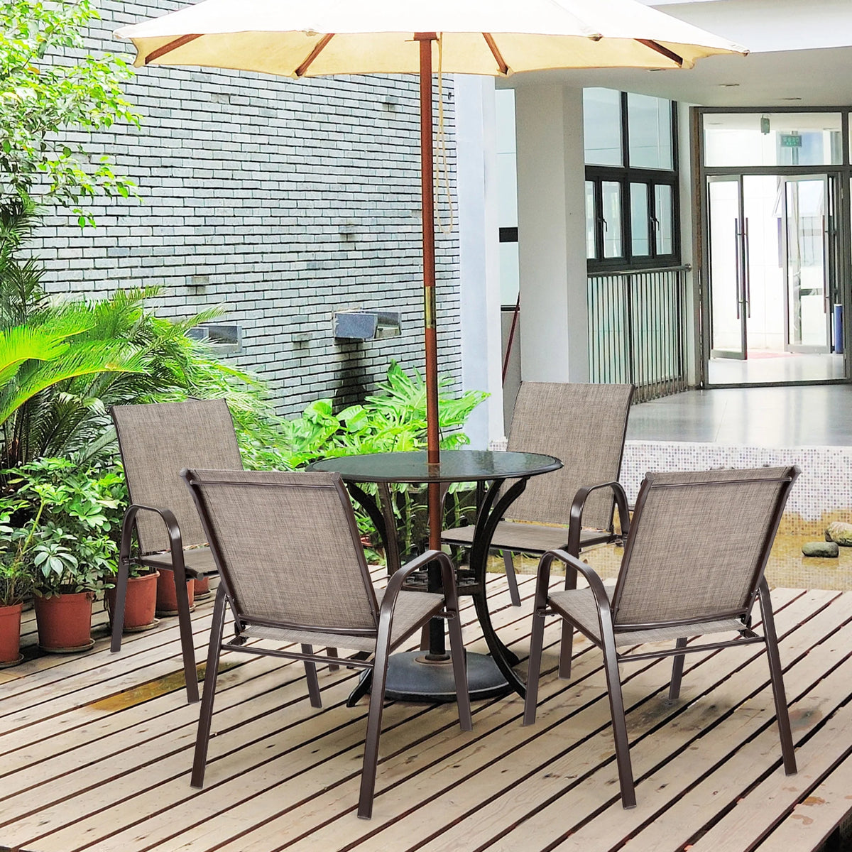 Set of 2 Grey Steel Patio Chairs E259