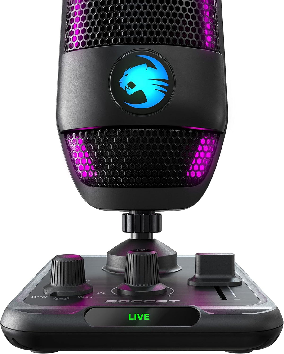 Black USB Microphone with RGB AIMO Lighting A807511