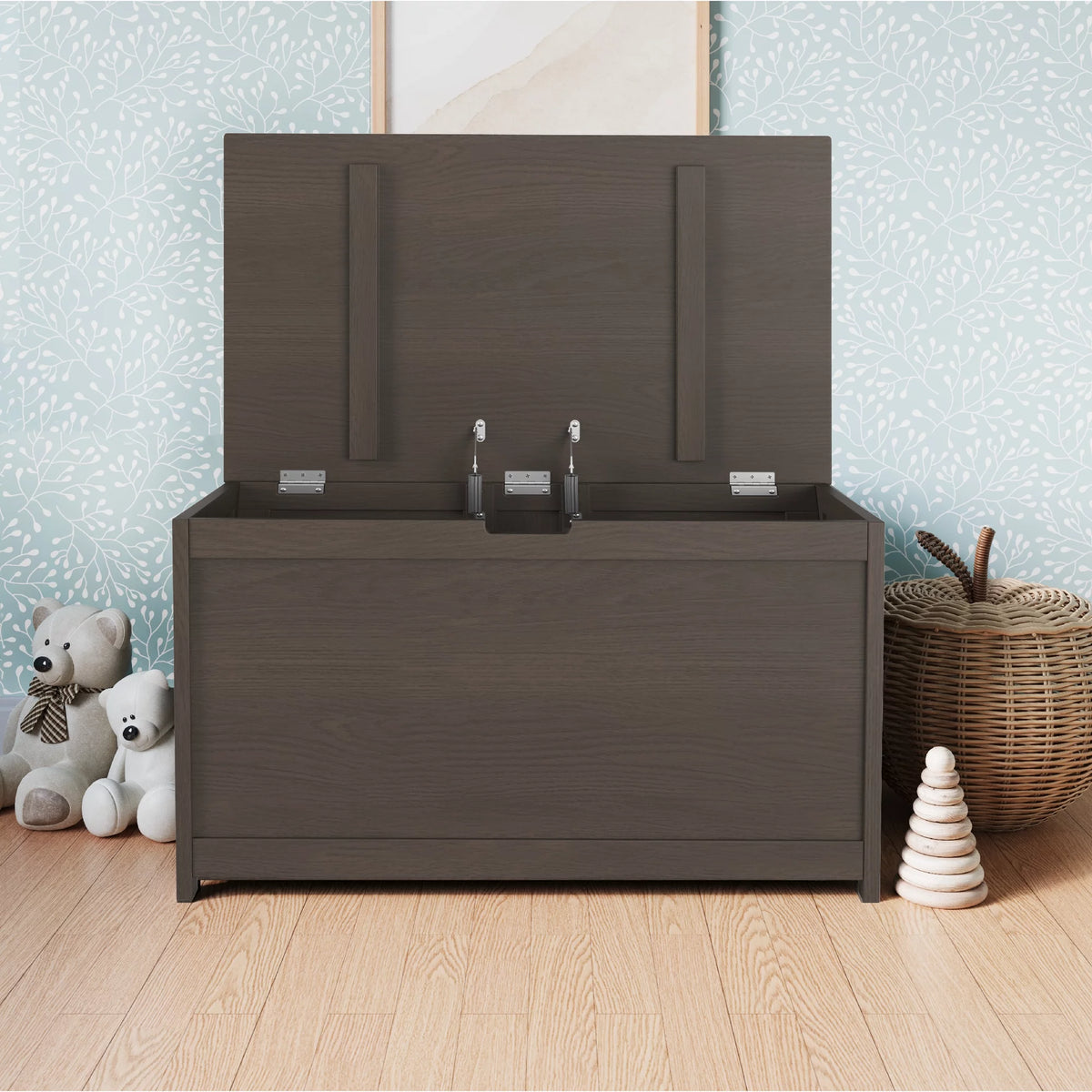 4-Piece Nursery Set with Convertible Crib, Dresser, Glider, and Toy Box V3137