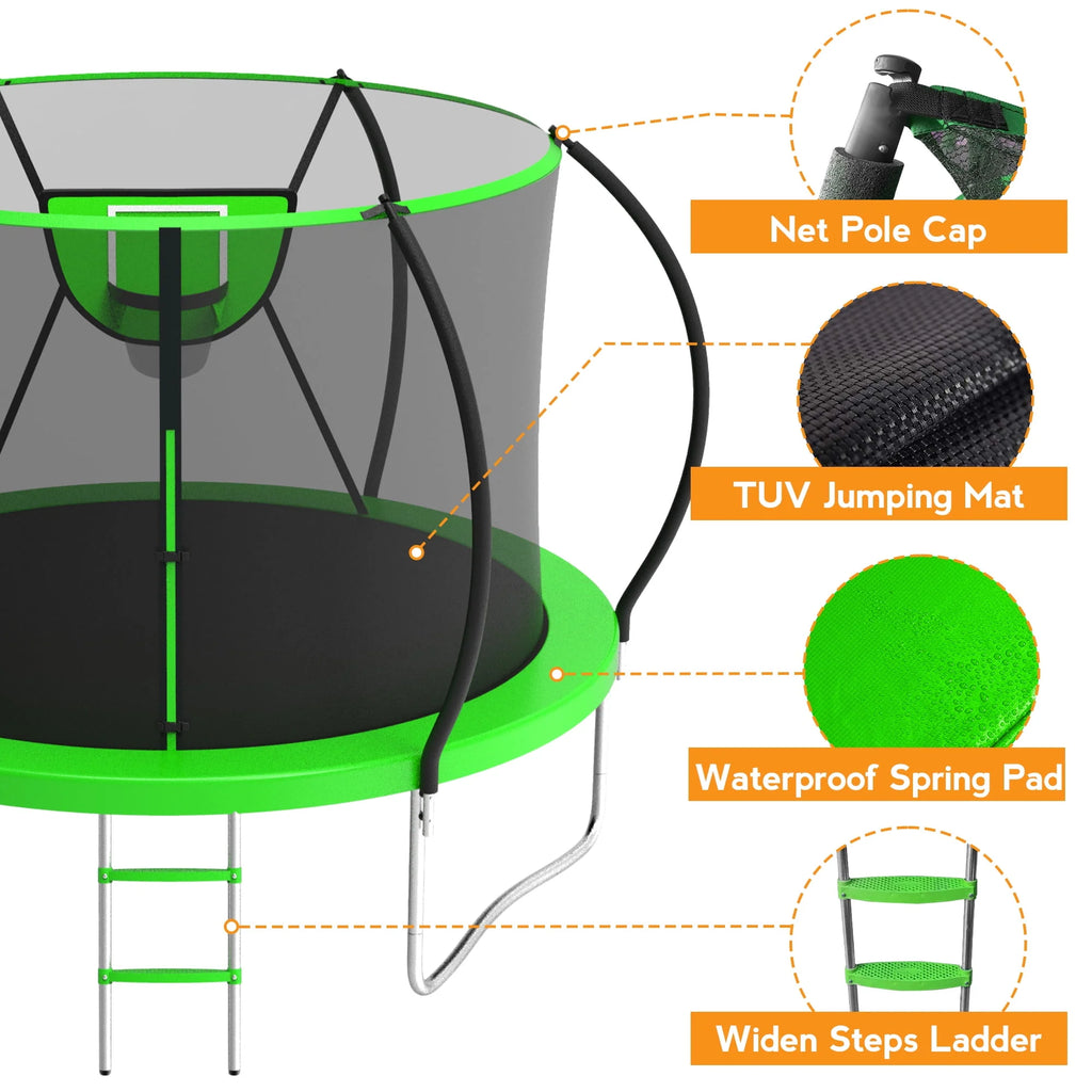 10FT Trampoline with Basketball Hoop & Light H3647