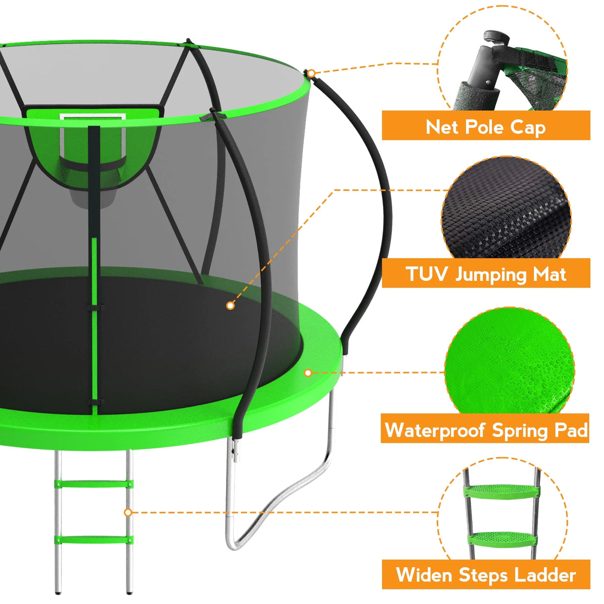 10FT Trampoline with Basketball Hoop & Light H3647