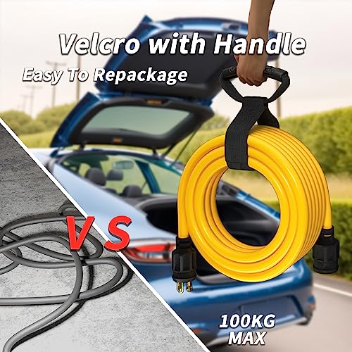 40FT 30 Amp Generator Extension Cord 4 Prong 10 Gauge STW 125/250V Twist Lock Yellow D715661