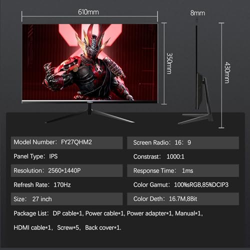 Gaming Monitor, 1ms, DisplayPort, HDMI, VESA Mount N884600