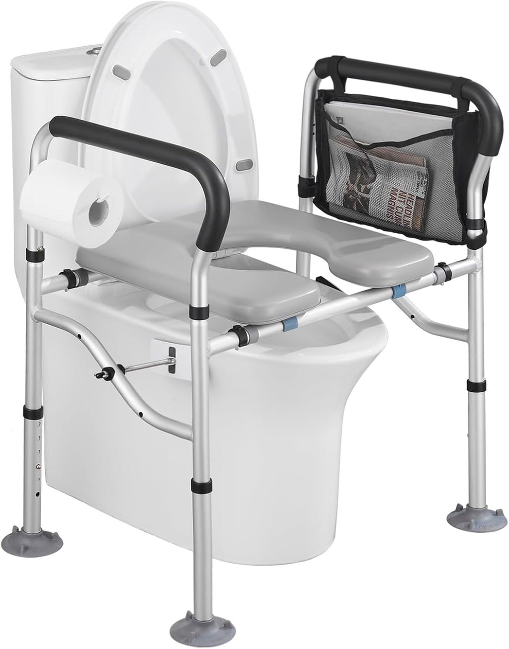 Raised Toilet Seat with Handles, Padded Adjustable Height L969811