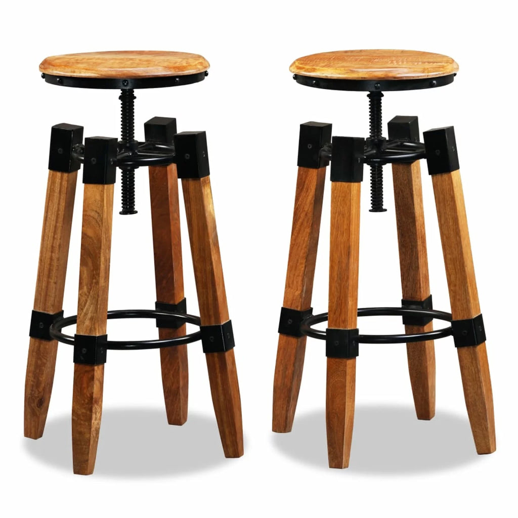 Solid Mango Wood Bar Stools 2 pcs J141