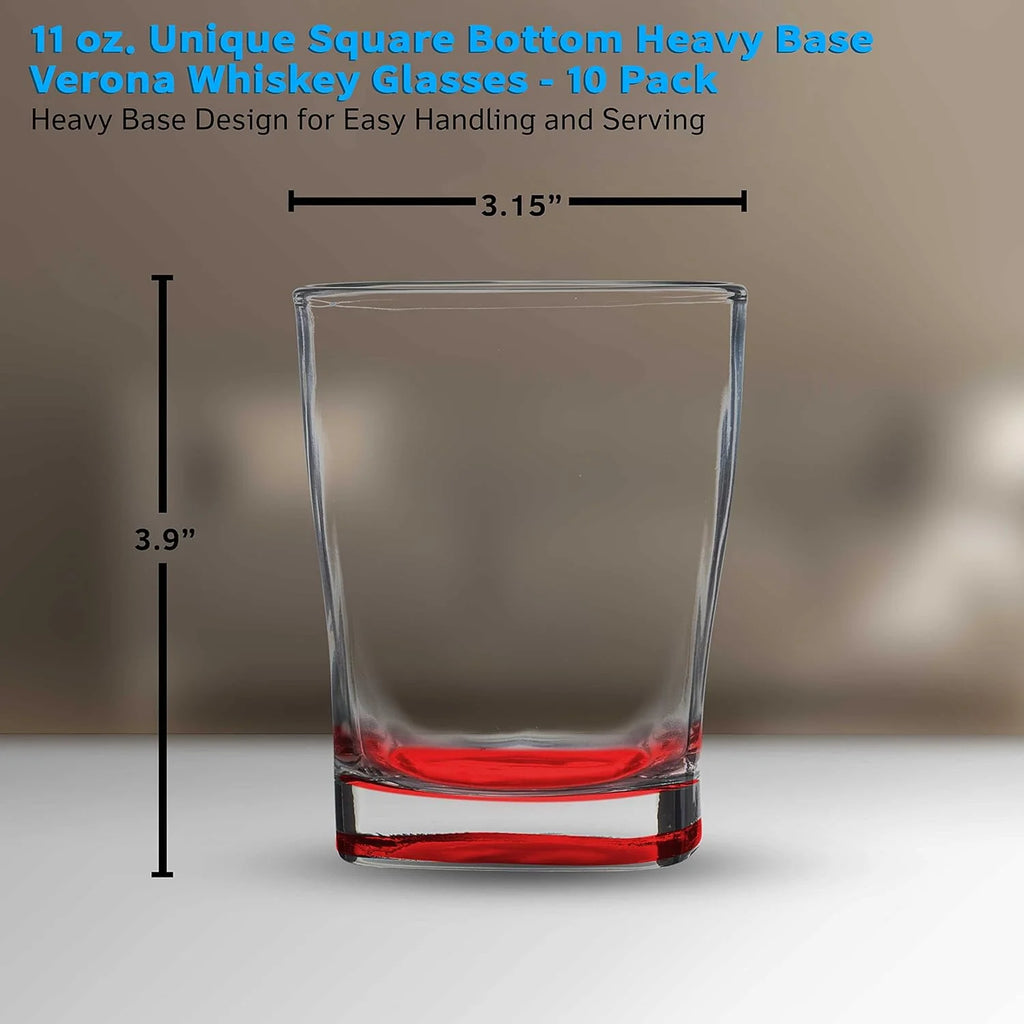 10 Whiskey Glasses Set, 11 Oz, Red Z2409