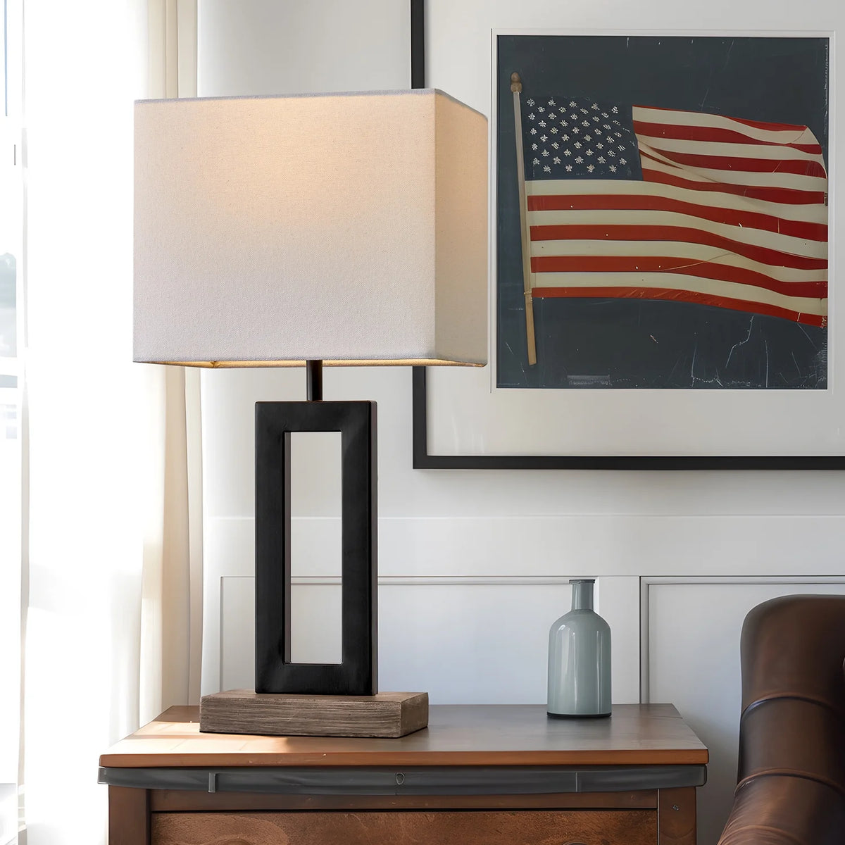 Modern Metal Table Lamp 18" Industrial Black W83248