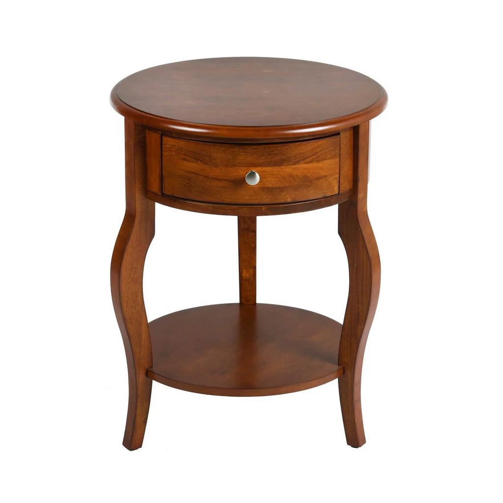 Brown Round End Table with Drawer Storage K450104