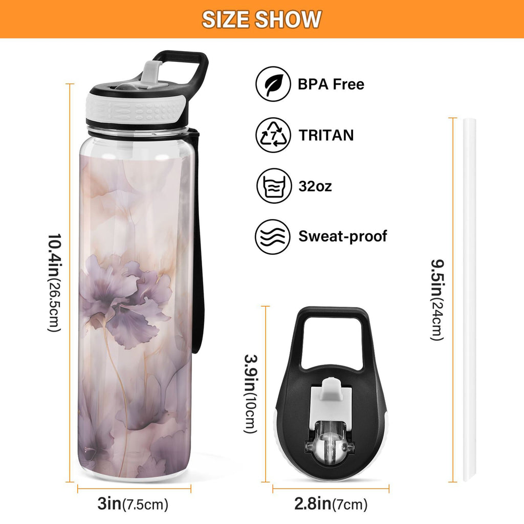 32oz Tritan Leakproof Clear Water Bottle with Straw P7220