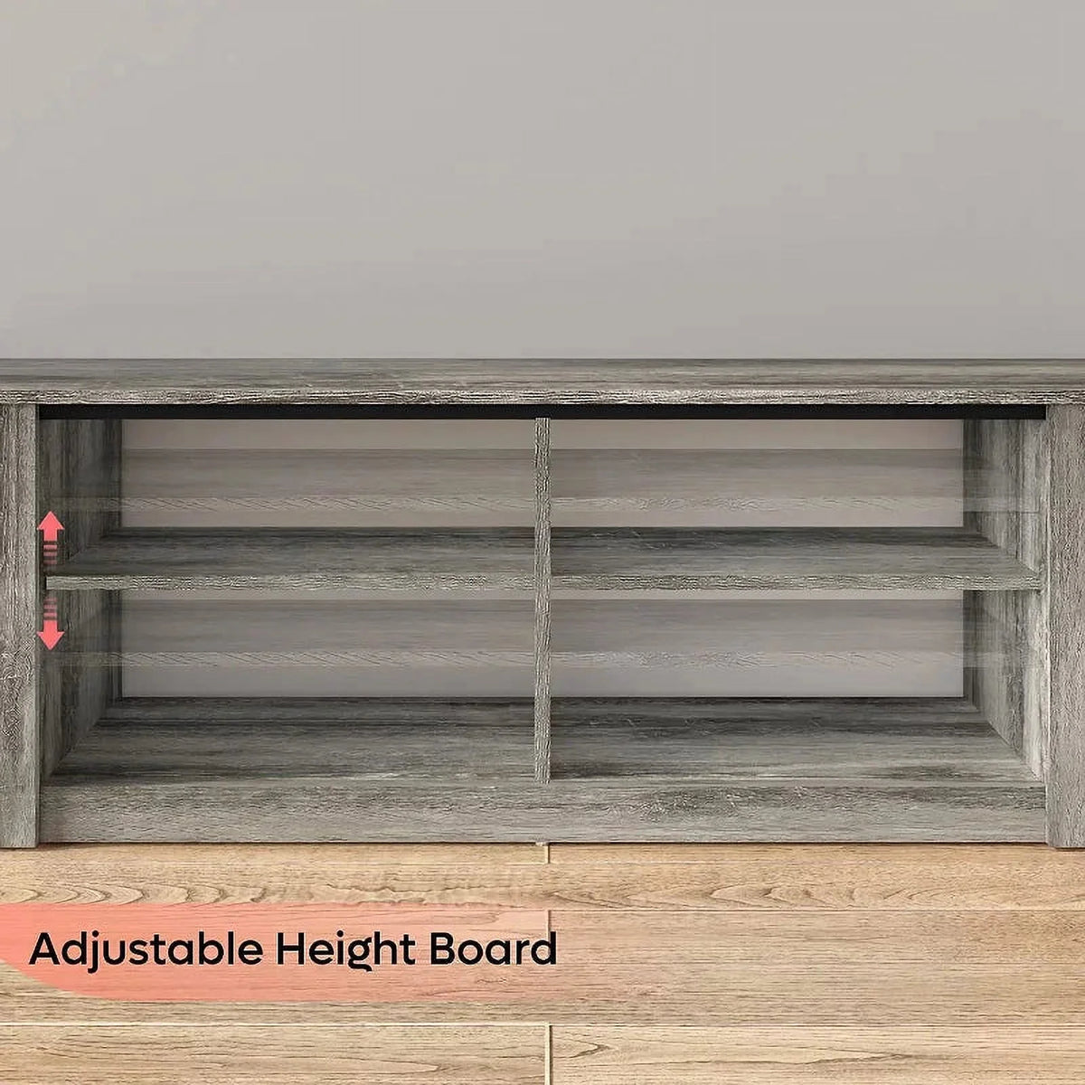 55 inch 3-Tier TV Stand with 8 Adjustable Storage Units Grey Y20857