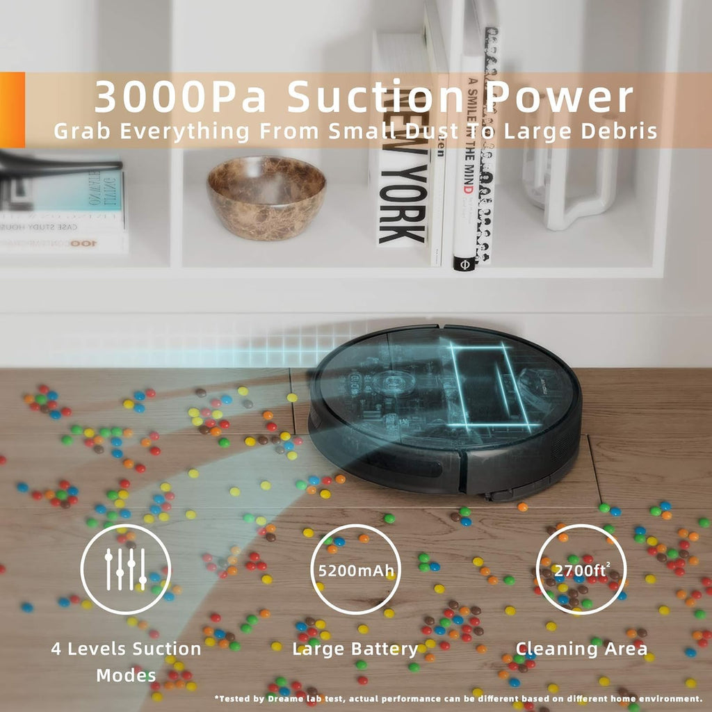 Robot Vacuum and Mop with 3000Pa Suction and 5200mAh Battery O4785