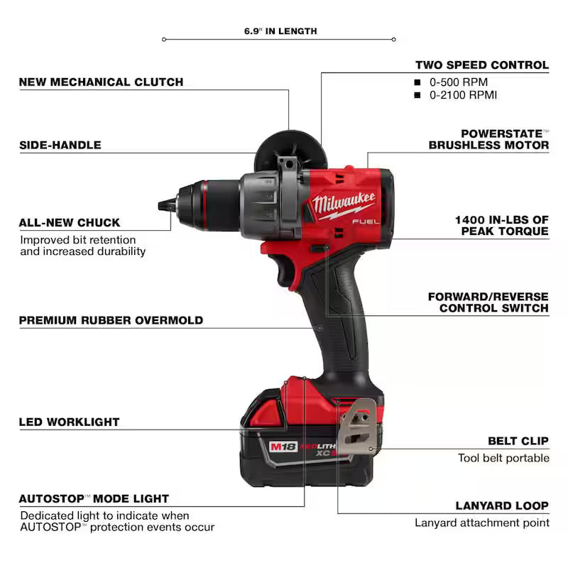 18V Lithium-Ion Brushless Cordless Hammer Drill Driver Kit with Impact Wrench W401