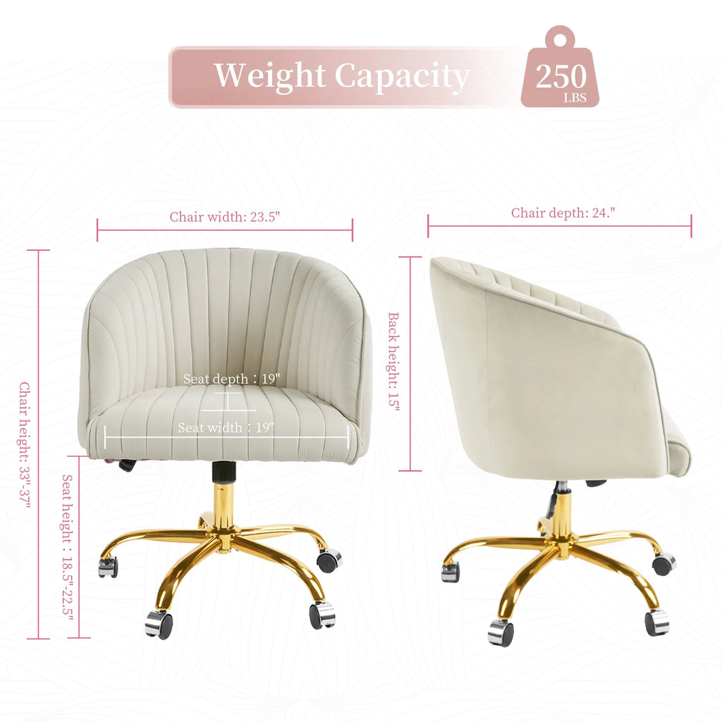 Velvet Swivel Office Chair with Wheels L487