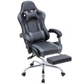 Grey PU Leather Reclining Gaming Chair with Footrest I955688