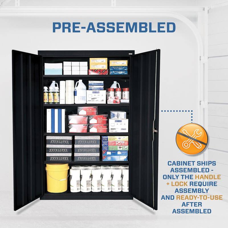 Steel Freestanding Garage Cabinet in Black Q99963