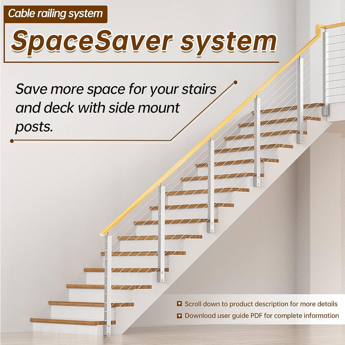 Brushed Stainless Steel Wall Mounted Stair Handrail H418257