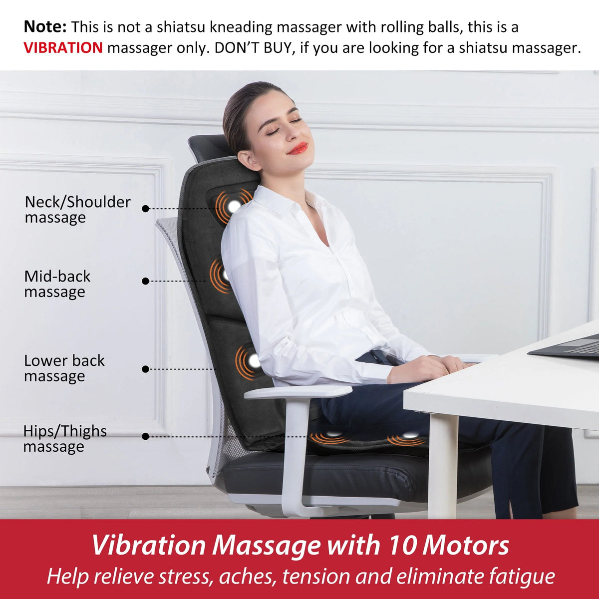 Black Heated Massage Seat Cushion F913