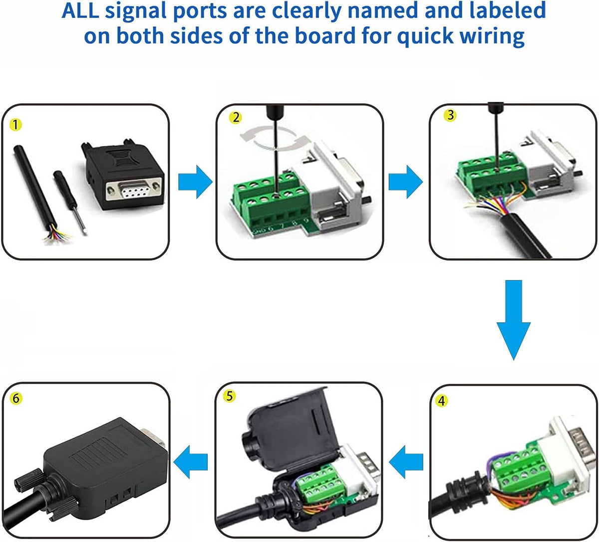 DB9 Male Solderless Adapter Connector Breakout Board with Case S7283
