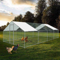 Large Walk-in Metal Chicken Coop with Waterproof Cover S875