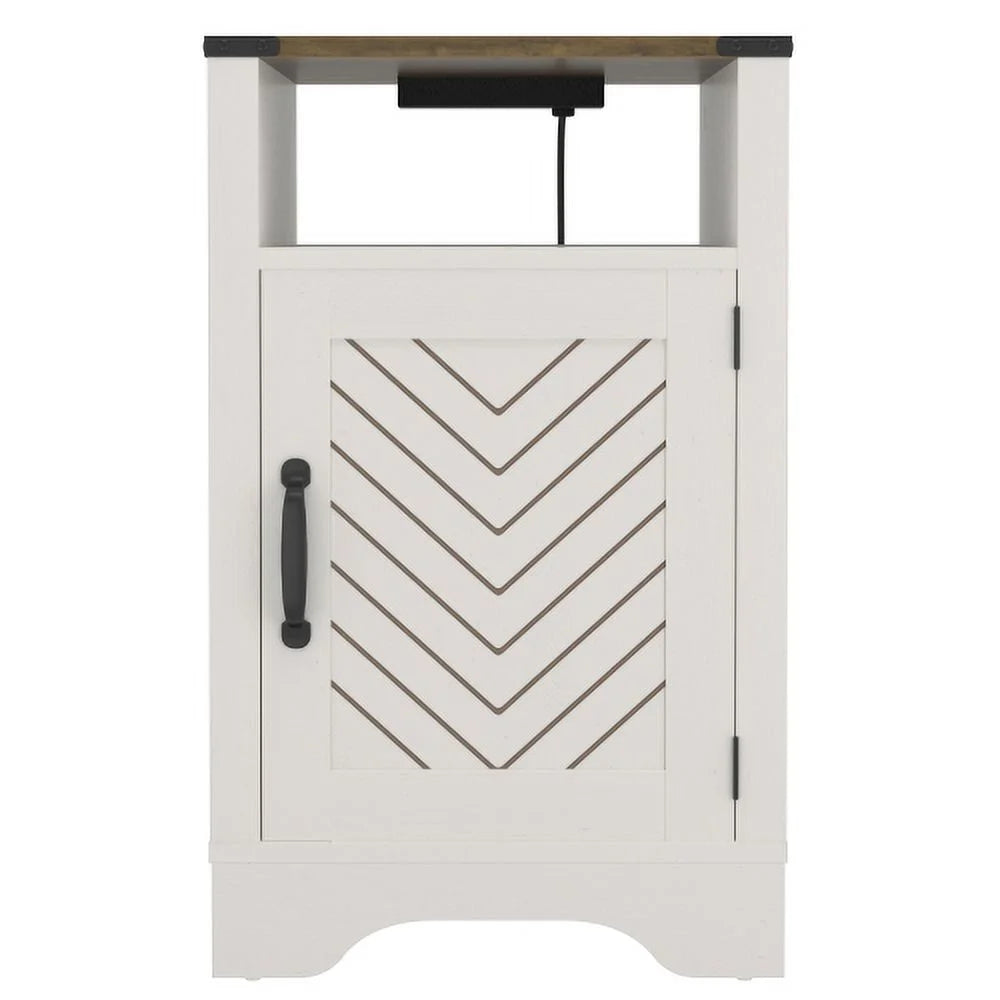 White & Oak Farmhouse Nightstand V307