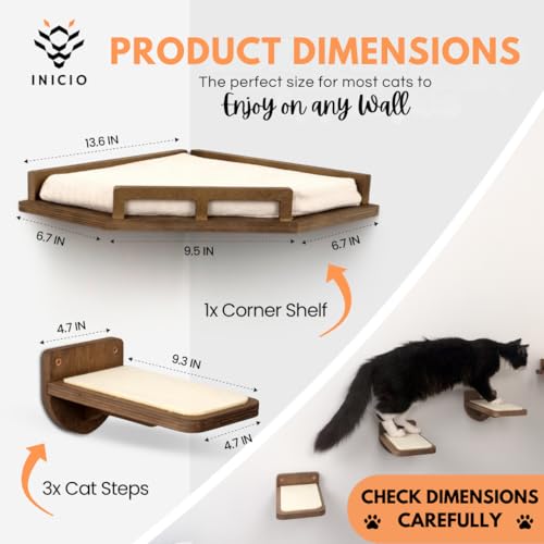 Brown 3 Step Cat Wall Shelves J50603