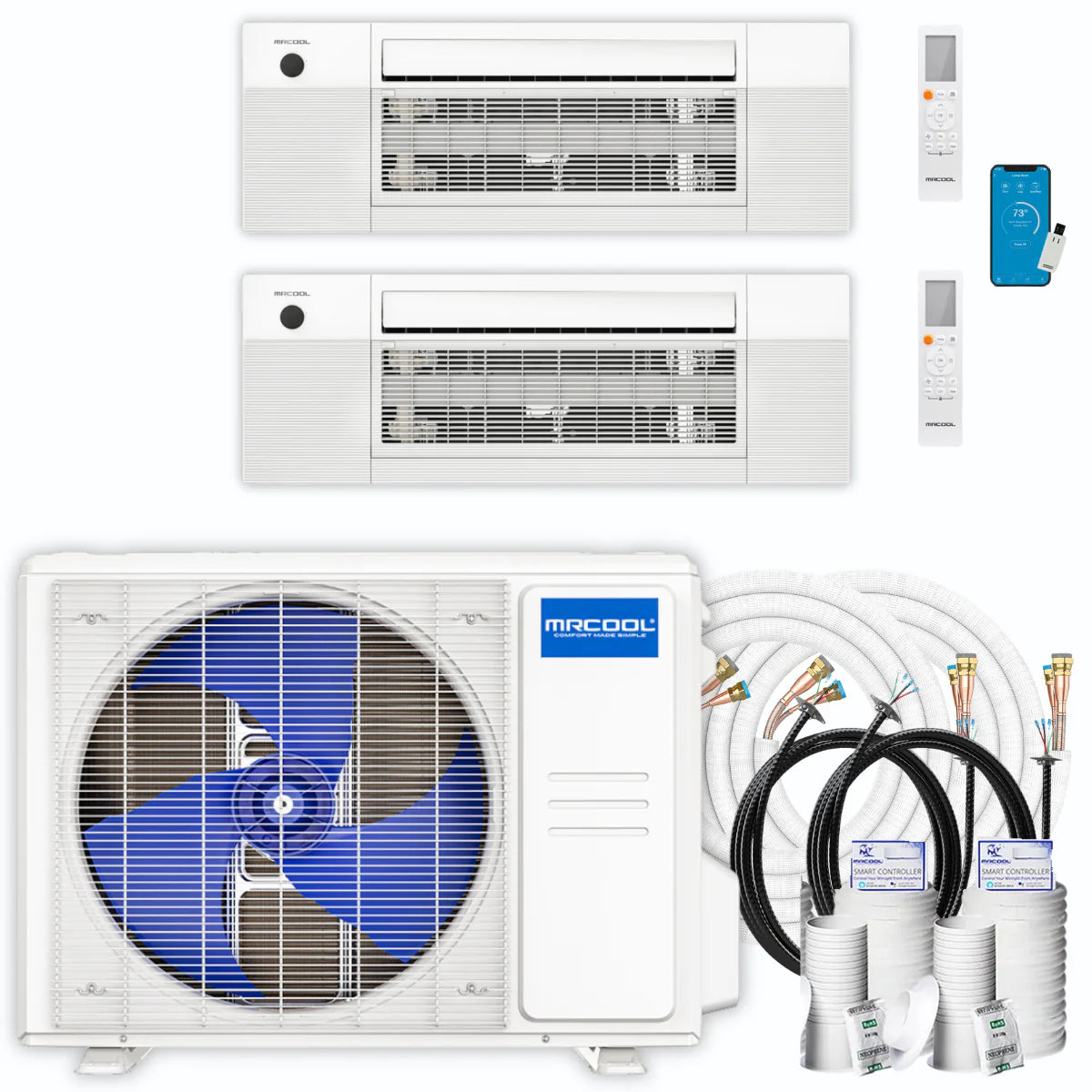 27,000 BTU 2 Zone Ceiling Cassette Ductless Air Conditioner and Heat Pump L5649