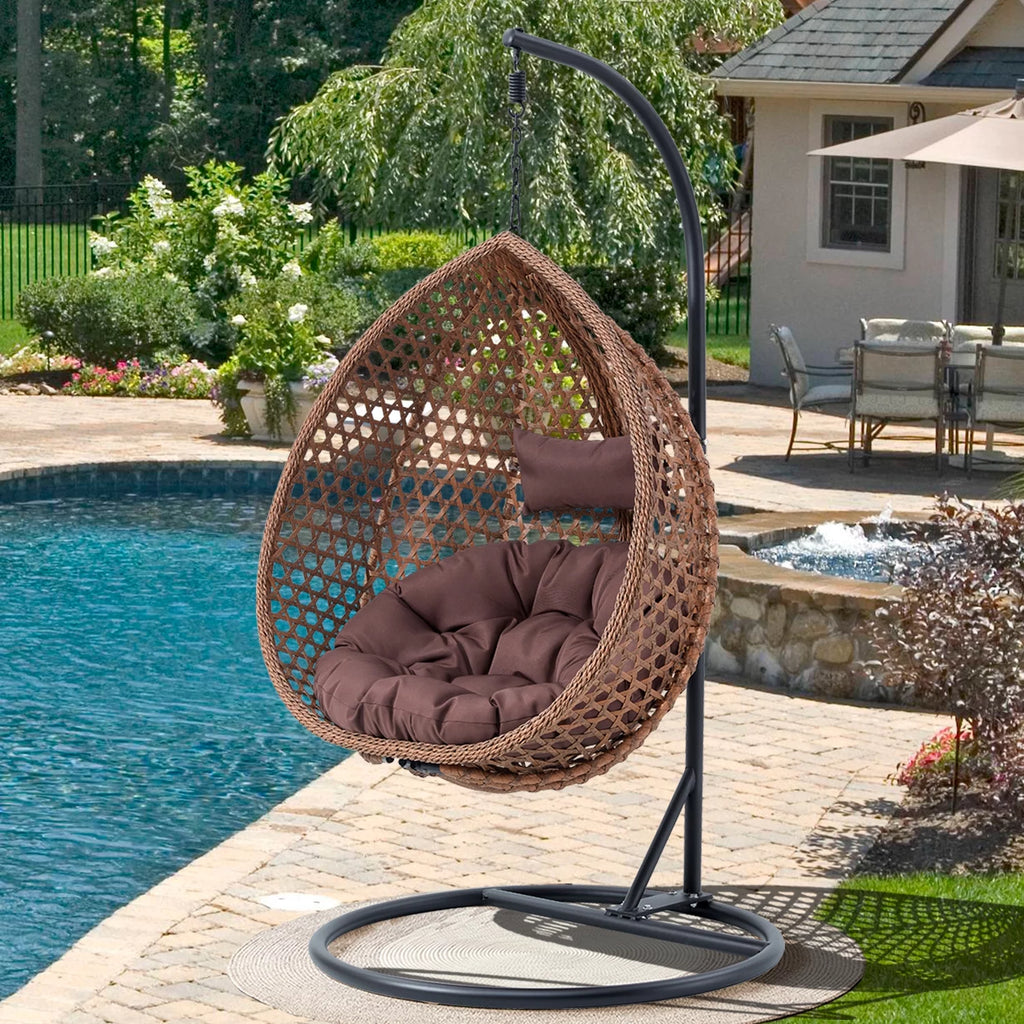Egg Swing Chair with Stand Rattan Wicker Hanging Chair I3777