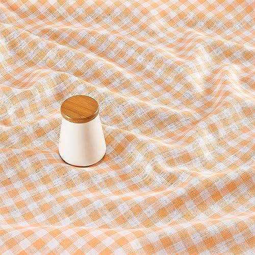 100% Pure Linen Checkered Tablecloth 60 x 132 Inch S580