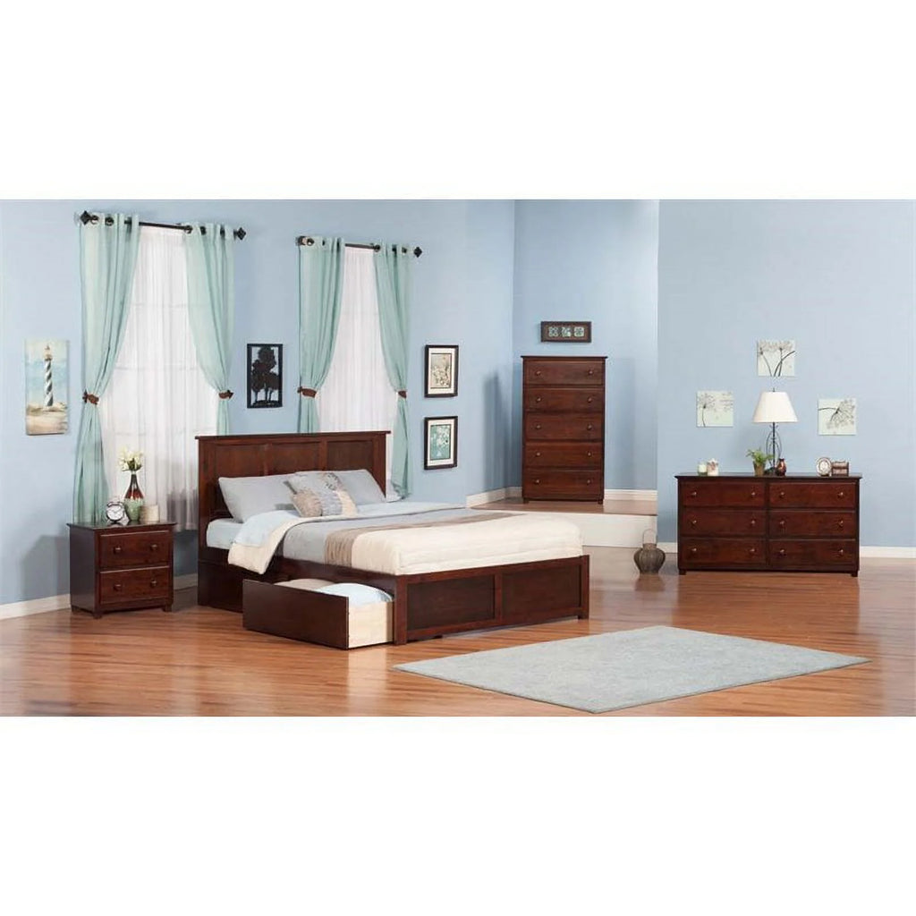 King Walnut Hardwood Storage Platform Bed H48953
