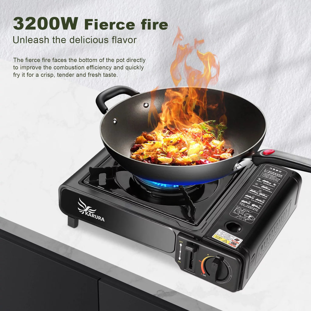 Portable Propane or Butane Camping Stove with Carrying Case F13315