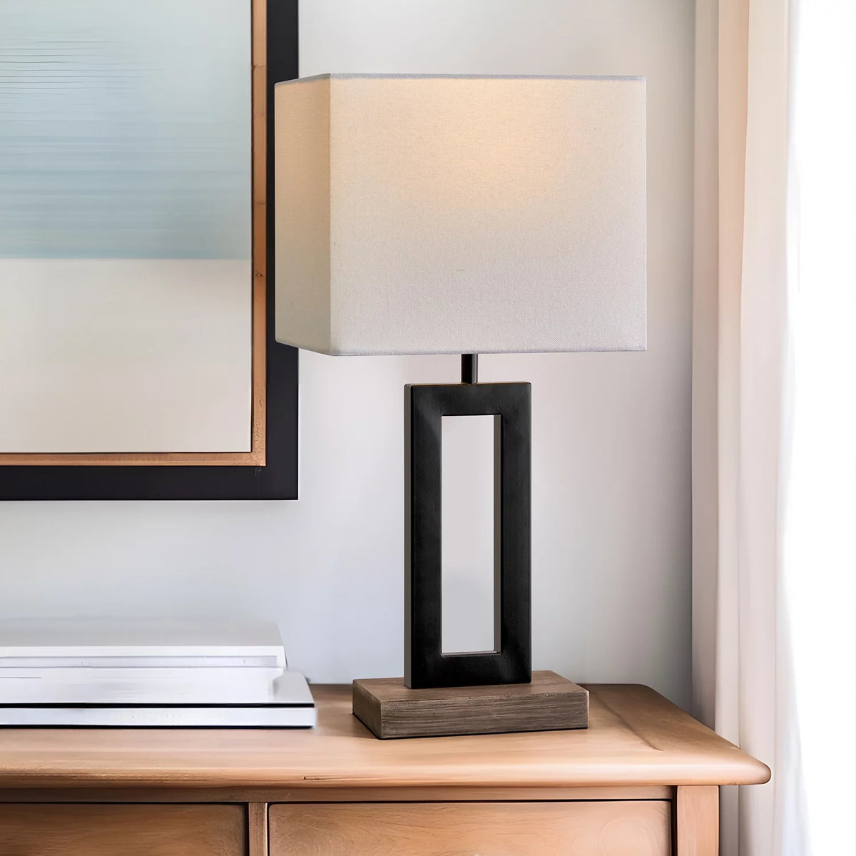 Modern Metal Table Lamp 18" Industrial Black W83248