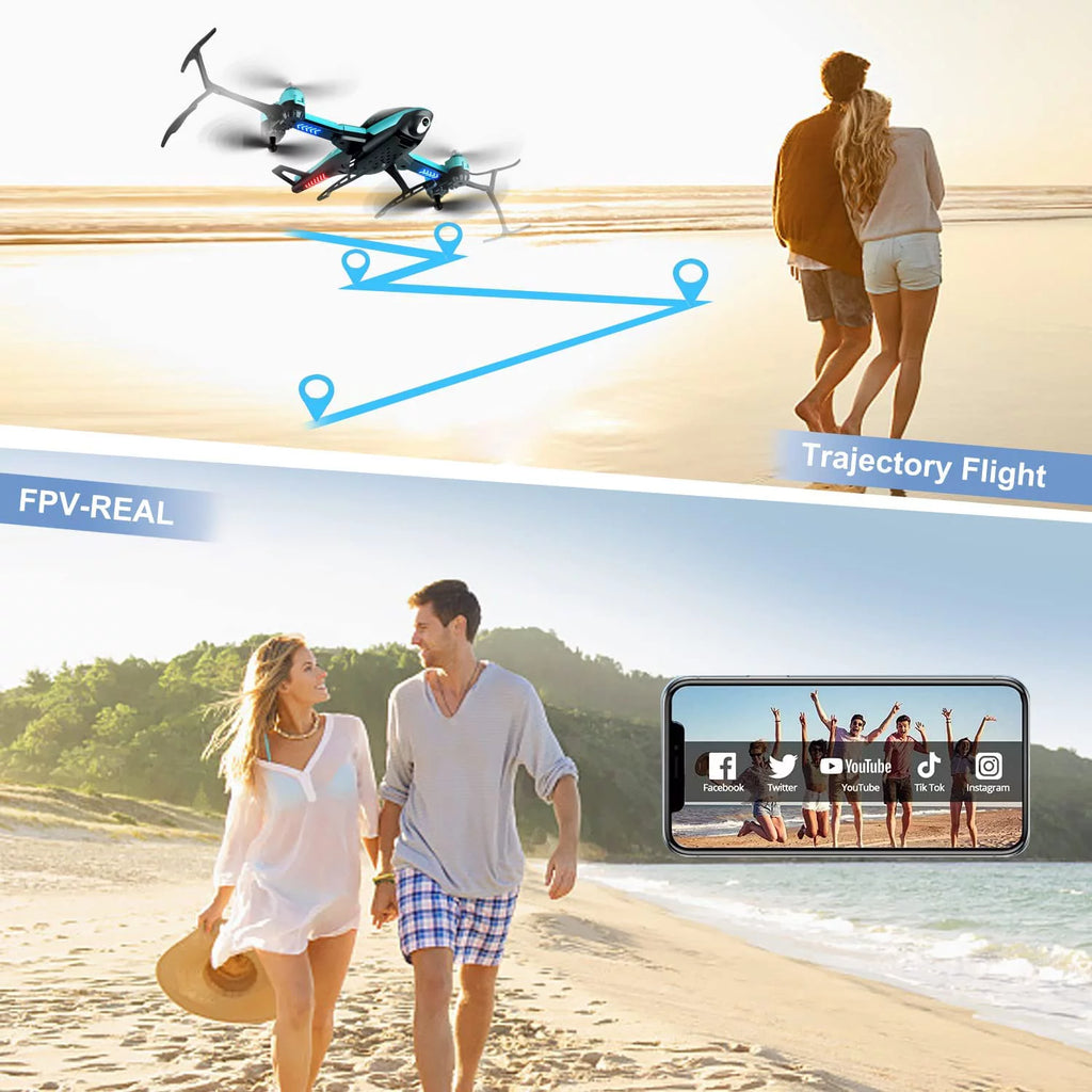 RC Helicopter Drone with 1080P HD Camera Blue S3563