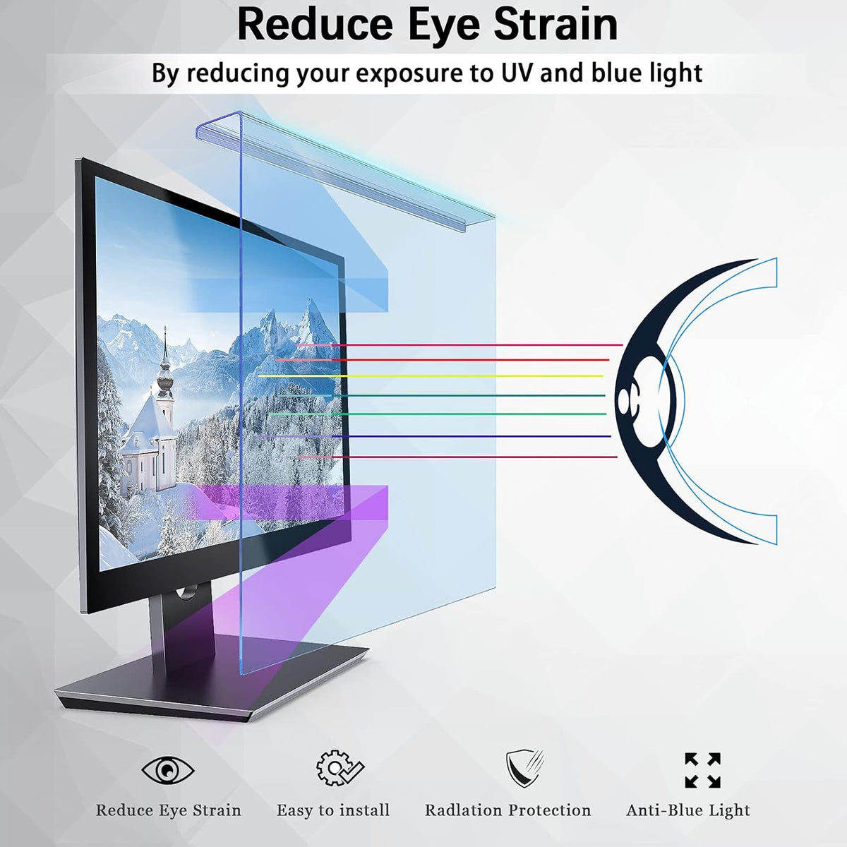 Blue Light Blocking Screen Protector for 25 and 27” Widescreen Monitors, Universal Size (24.5"x14") Pack of 2 B993