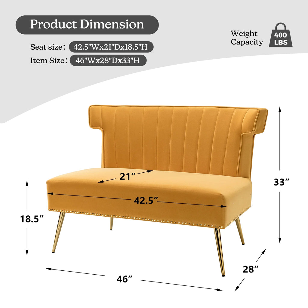 Velvet 2 Seat Wingback Loveseat Sofa O406