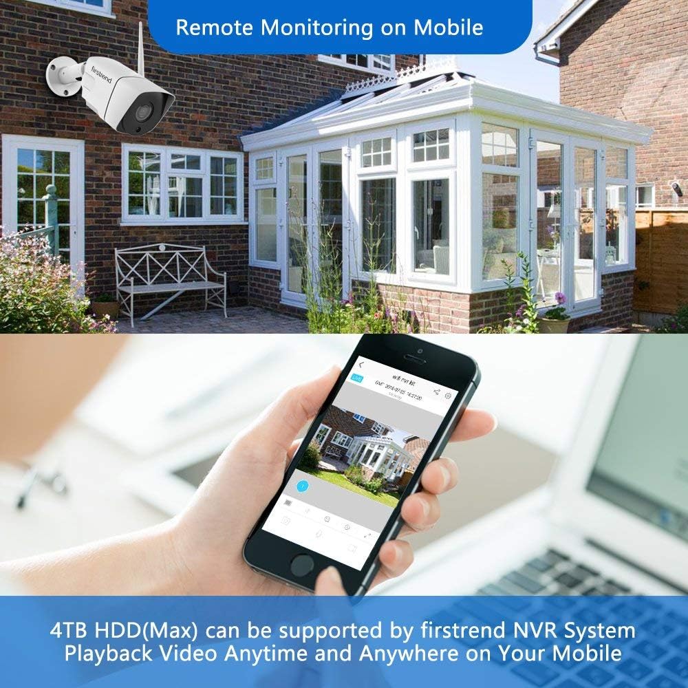 1080P 8CH Wireless Security Camera System with 4 Cameras and 12 Inch Monitor D800